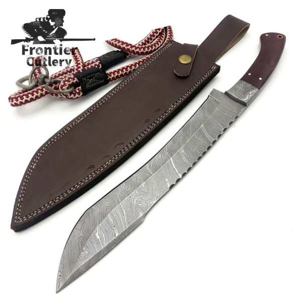 Hand Forged Damascus Utility Fixed Blade Machete Knife