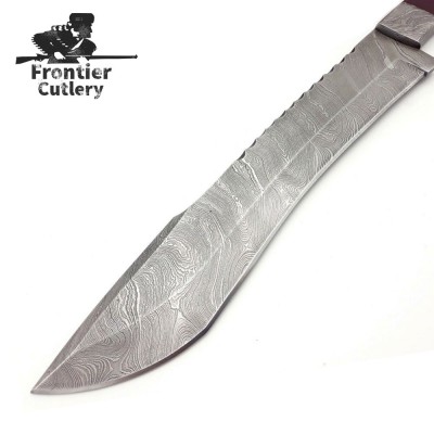 Handmade Damascus Utility Machete – Full Tang Survival Hunting Knife