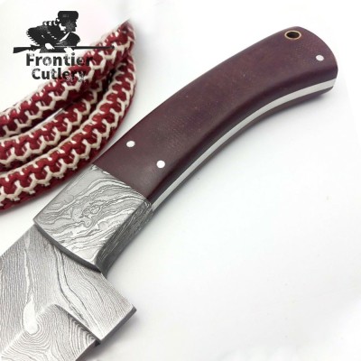 Handmade Damascus Utility Machete – Full Tang Survival Hunting Knife