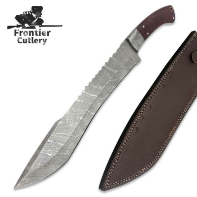 Handmade Damascus Utility Machete – Full Tang Survival Hunting Knife