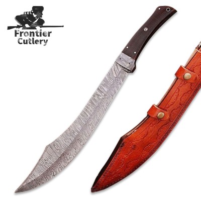 Handmade Damascus Steel Machete – Hunting & Survival Short Sword