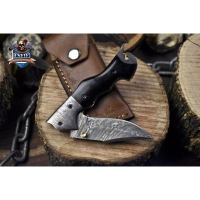 Handmade Twist Damascus Folding Knife