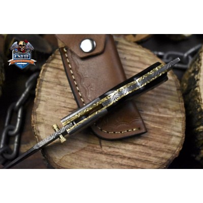 Handmade Twist Damascus Folding Knife