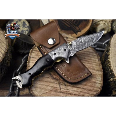 Handmade Twist Damascus Folding Knife