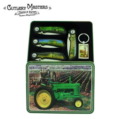 Tractor Heritage 4-Piece Tool Set | Compact Blades with Keychain