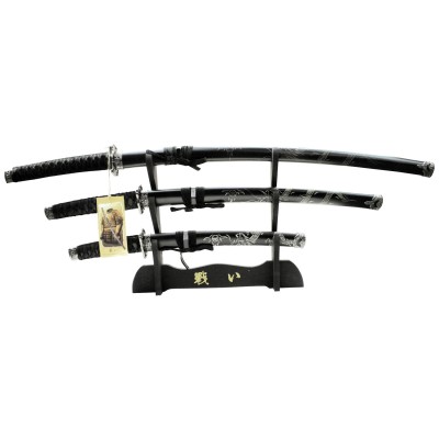 BLADESUSA 3-Piece Sword Set with Stand - Elegant & Functional Display