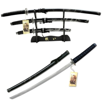 BLADESUSA 3-Piece Sword Set with Stand - Elegant & Functional Display