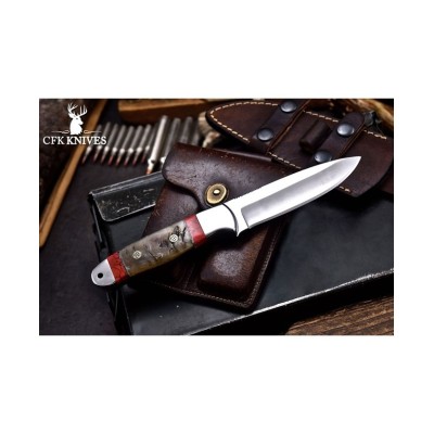 Handmade Bushcraft Knife – Sheep Horn & Turquoise Grip