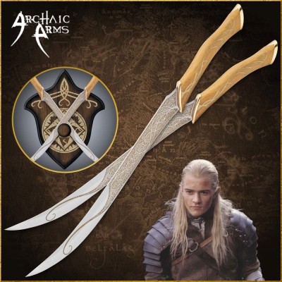 set of Legolas twin knives with wall-mounted plaque
