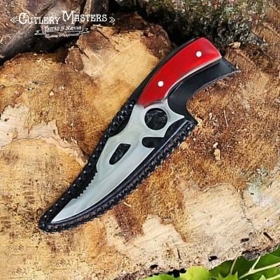 Wild Cat Stainless Steel Hunting Knife with Leather Sheath