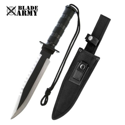 Military Stainless Steel Survival Bowie Knife with Nylon Sheath