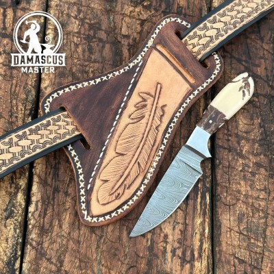 Handcrafted Prairie Damascus Knife | Skinning  & Hunting Tool