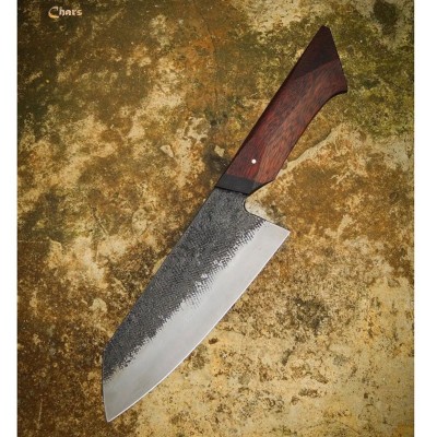Hand-Forged Chef Knife with Red Oak Handle