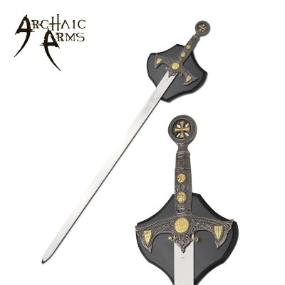 Templar Knight Crusader Sword With Wall Plaque