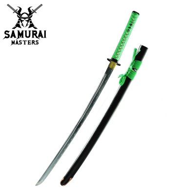 Handmade Japanese Samurai Katana Sword with Green Tsuka-Ito