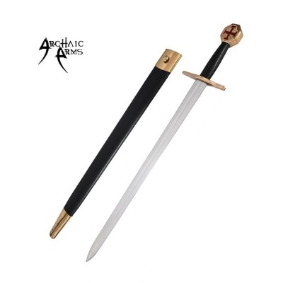 Knights Templar Crusader Sword – Brass Guard & Scabbard