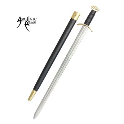 Scandinavian Viking Lobed Sword with Leather Scabbard