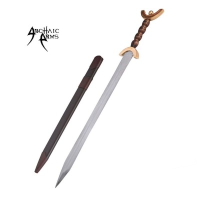 Celtic War Sword with Brass Guard and Display Scabbard