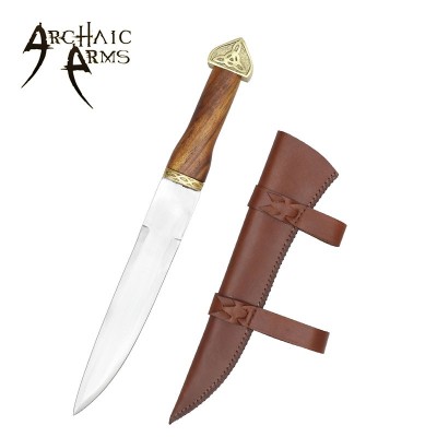 Viking Seax Combat Dagger with EN45 Steel Blade & Leather Scabbard