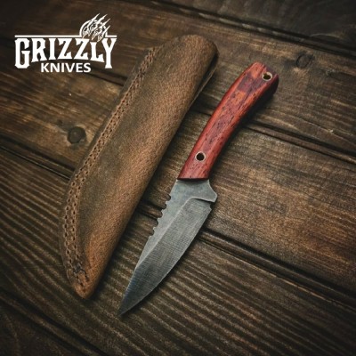 SPUR Padauk Hunting Knife – Handcrafted EDC with Sheath