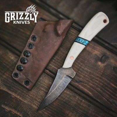 TURKEY FINGER White G10 – Handmade hunting Knife