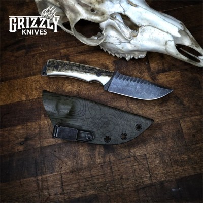 Wolf Pup Knife – AEB-L Stainless Steel Blade with Antler Handle