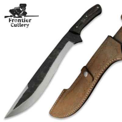 Hand-Forged Carbon Steel Machete – Wood Handle, Leather Sheath
