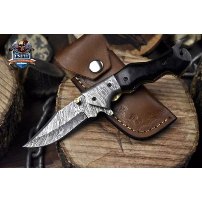 Handmade Twist Damascus Folding Knife