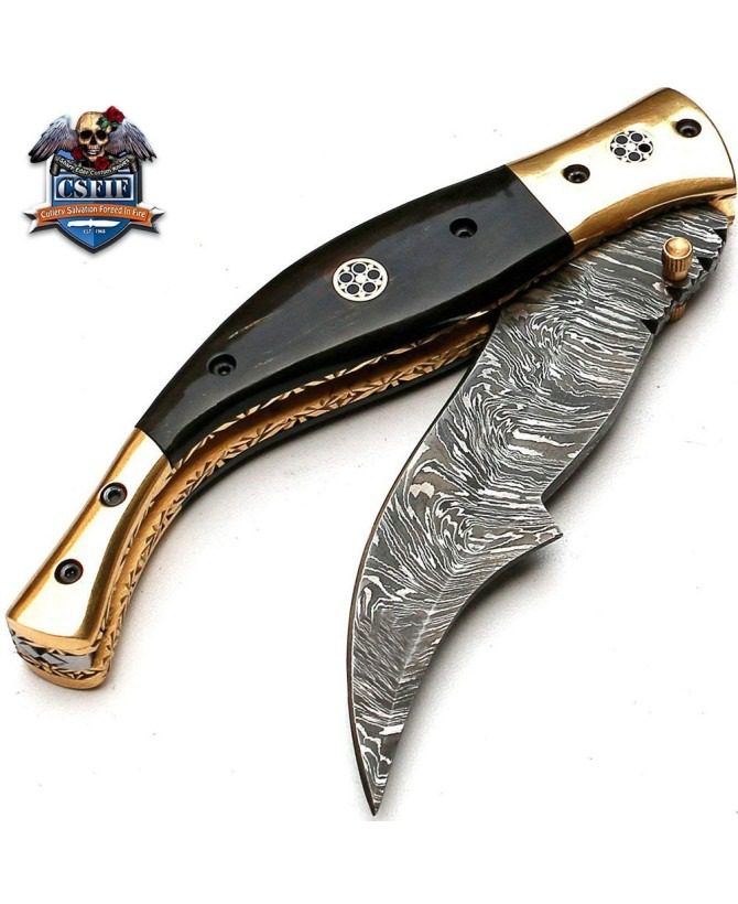 Damascus Hunting Folding Knife