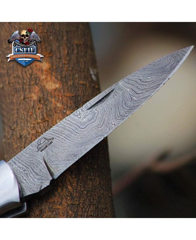 Custom Made Damascus Blade Classic Folding Knife