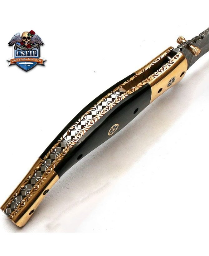 Custom Handmade Damascus Steel Hunting Folding Knife