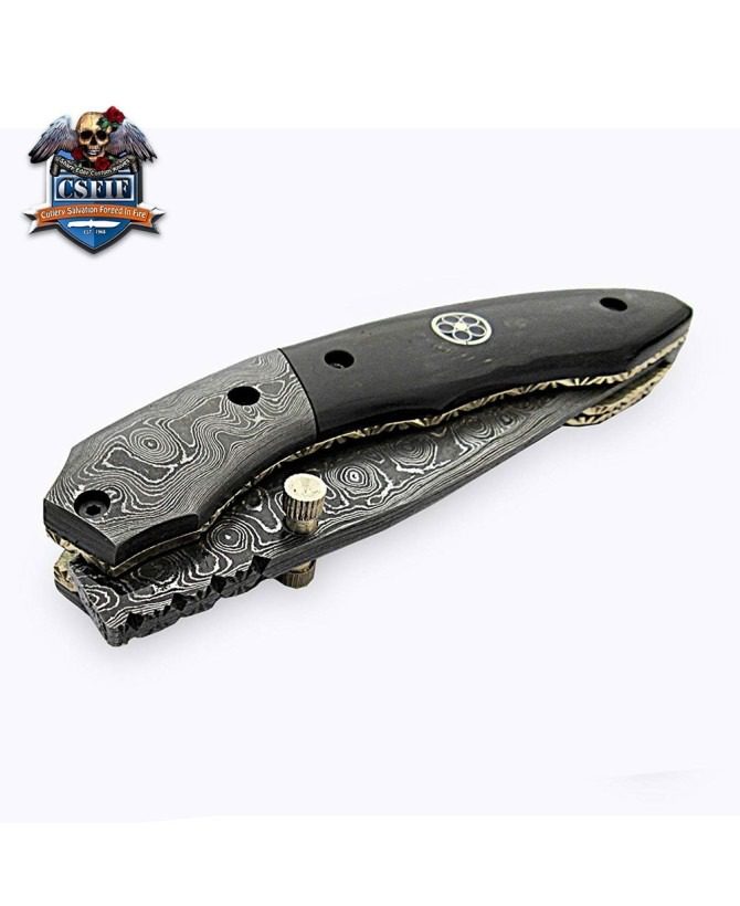 Custom Made Damascus Blade Folding Knife