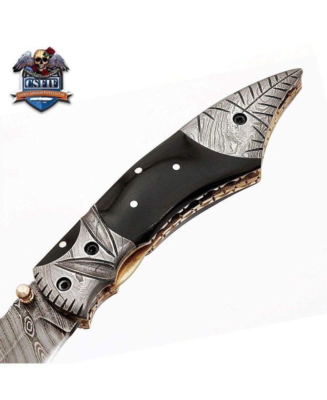 Custom Made Damascus Blade Modern Style Folding Knife